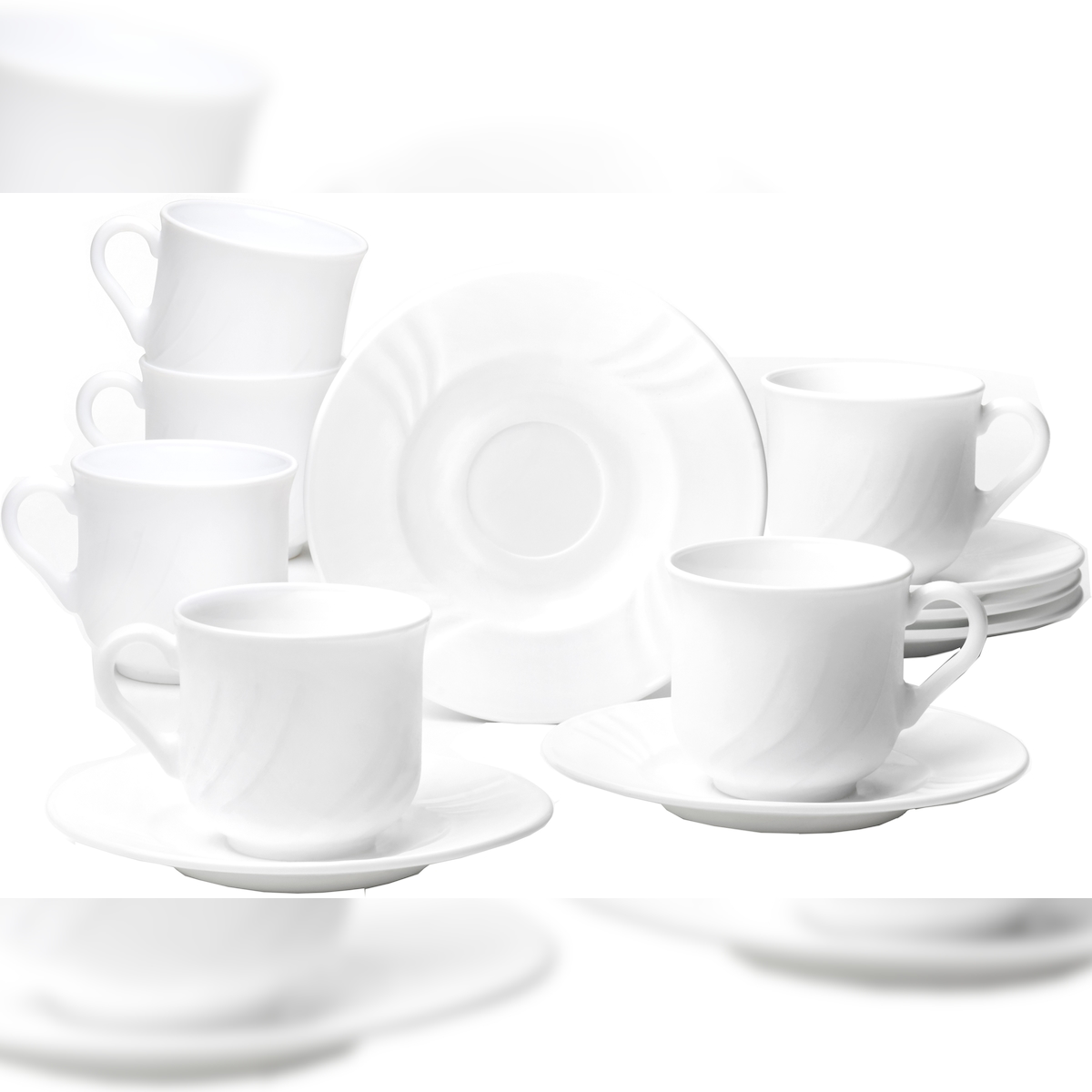 Bormioli Ober- und Untertasse Ebro | Weißes Porzellan | Ebro Serie | Ober- und Untertasse Image