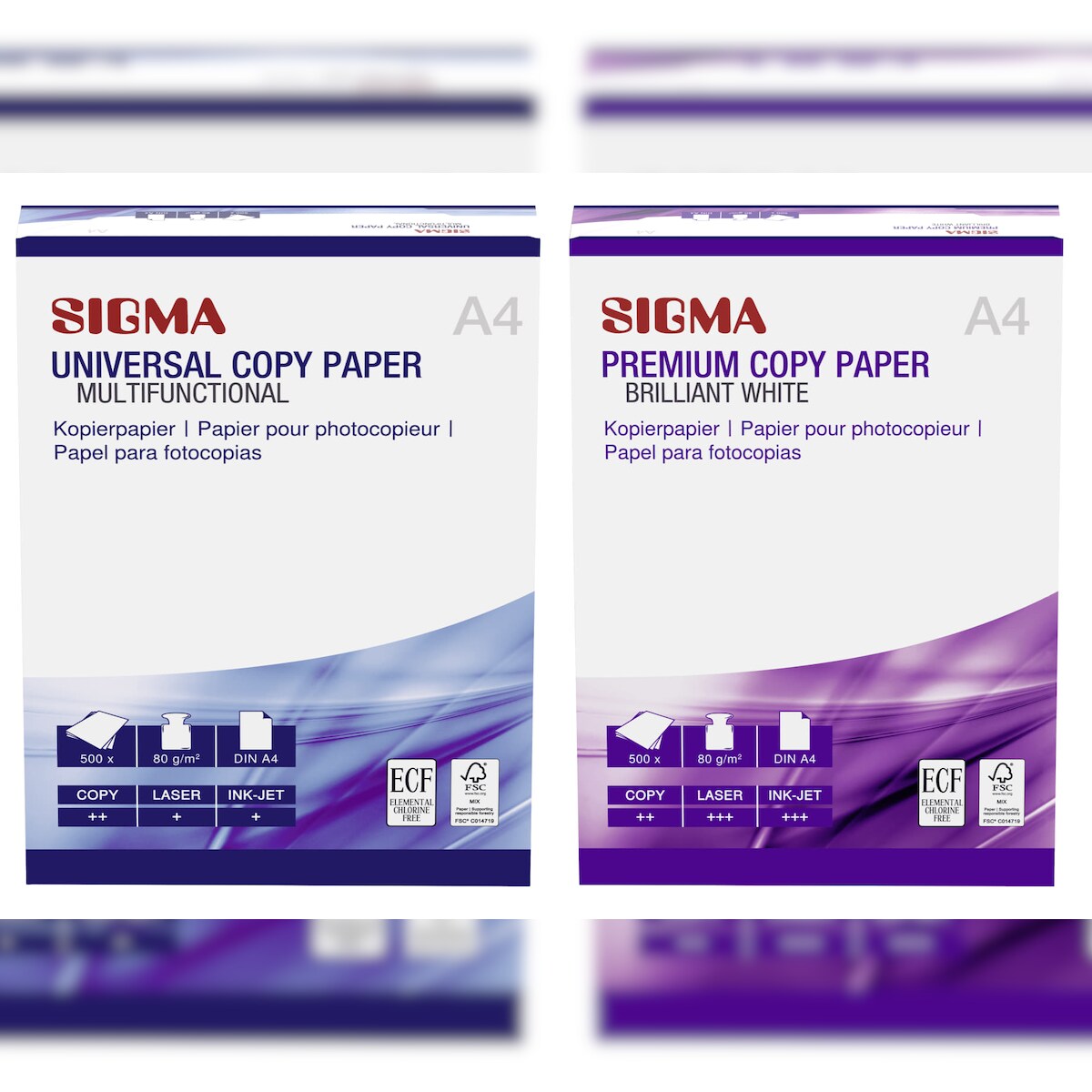 SIGMA DIN A4 Kopierpapier Bonus Pack 80 g/m², hochweiß, 1 x 500 Blatt Premium + 1 x 500 Blatt Universal Image