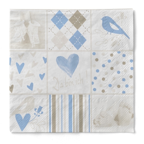Sovie HORECA Serviette Baby in Blau aus Tissue, 33 x 33 cm, 100 Stück - Geburt Taufe Image