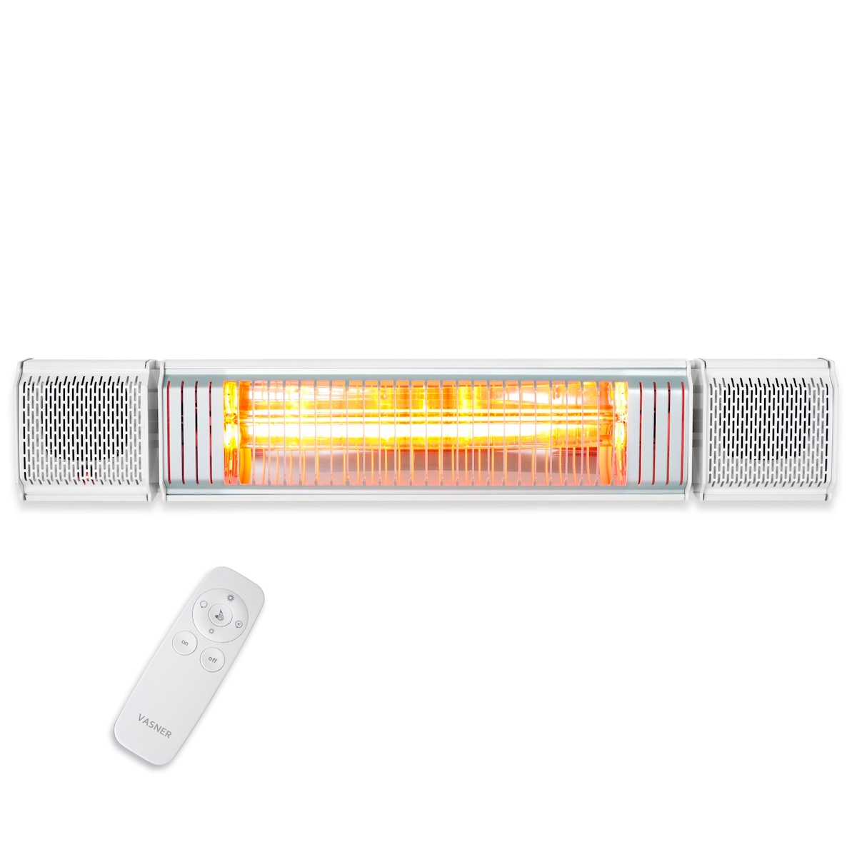 VASNER Appino BEATZZ Infrarot Heizstrahler mit Sound & reaktivem LED Backlight 2000 Watt Weiß, Bluetooth App Steuerung Image
