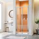ELEGANT 1000x700mm Bifold Shower Enclosure Folding Glass Shower Cubicle Door with Shower Tray Set in Aluminium Frame with 40mm Wall Adjustment