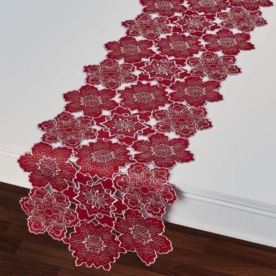 Snowflake Cutout Table Runner Dark Red, 14 x 72, Dark Red