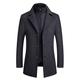 Mens 2 in 1 Wool Coat Regular Thick Winter Trench Coats Casual Peacoats (Jacket*1,Gilet*1)