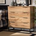 Baxton Studio Reid Modern Industrial Oak Finished Wood & Black Metal 4-Drawer Dresser - Wholesale Interiors CH8000-Oak/Black-4DW-Dresser