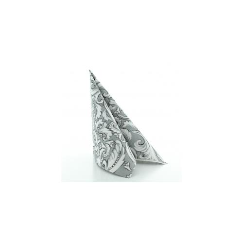 Sovie HORECA Serviette Cascade in grau aus Linclass® Airlaid 40 x 40 cm, 50 Stück – Schnörkel Ornamente