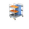 CleanSV® Reinigung®swagen Abfallwagen mit 2 Ablagen aus PE, 3 Ablagen, 57,5 cm x 64cm x 112 cm