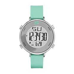 Skechers Women's Magnolia Quartz Metal and Silicone Digital Watch Color: Silver, Mint Green (Model: SR6070)