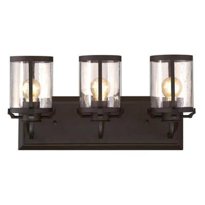 Westinghouse 63681 - 3 Light Oil Rubbed Bronze with Clear Seeded Glass Wall Light Fixture (3Lt Wall ORB w/Clear Seeded Glass)