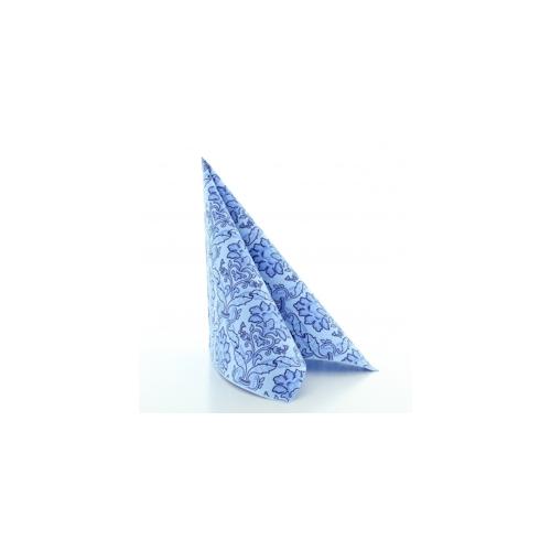 Sovie HORECA Serviette Cleve in blau aus Linclass® Airlaid 40 x 40 cm, 50 Stück – Ornamente Schnörkel