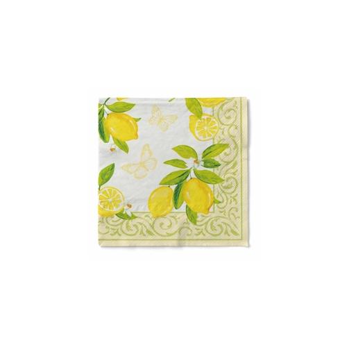 Sovie HORECA Serviette Nancy in creme aus Tissue 40 x 40 cm, 100 Stück – Zitrone Schnörkel