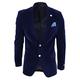 Mens Velvet Blazer Suit Jacket 2 Button Dinner Smart Casual Formal Tailored Fit - Blue 50