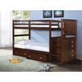 Mission Twin Over Twin Stairway Bunk Bed with Dual Underbed Drawers - Donco 820-TTCP_505-CP