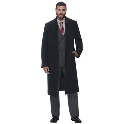 Men's Wool-Blend Overcoat (Size XXXXL) Black, Wool,Polyester,Acrylic,Nylon,Viscose
