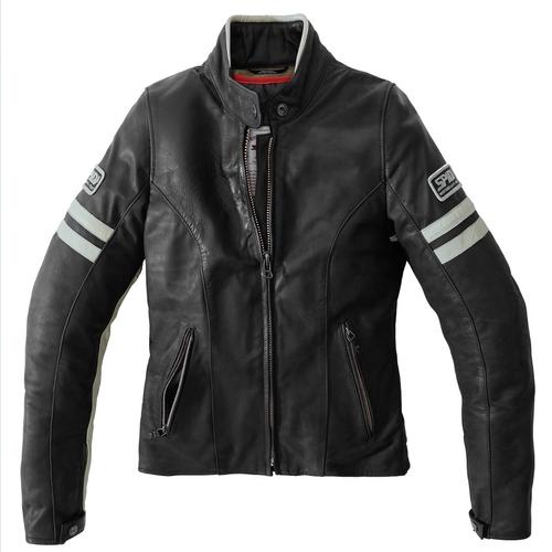 Spidi Vintage Damen Motorrad Lederjacke, schwarz-grau, Größe 40