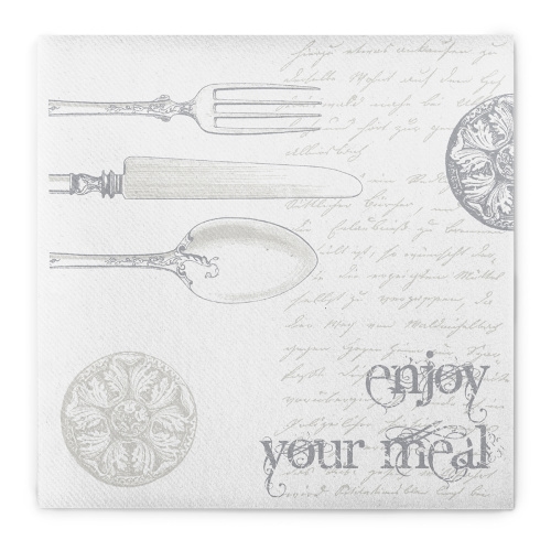 Sovie HORECA Serviette Elisabeth in Silber-Weiss aus Linclass® Airlaid 40 x 40 cm, 50 Stück - Guten Appetit Image