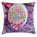 East Urban Home Happy Birthday Indoor/Outdoor 26" Throw Pillow Cover Polyester | 26 H x 26 W x 0.1 D in | Wayfair 7B90BB29CC8145528E3C8544C6F9B59A