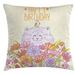 East Urban Home Happy Birthday Indoor/Outdoor Floral 26" Throw Pillow Cover Polyester | 26 H x 26 W x 0.1 D in | Wayfair