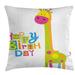 East Urban Home Happy Birhtday Indoor/Outdoor 26" Throw Pillow Cover Polyester | 26 H x 26 W x 0.1 D in | Wayfair C0F1CC0165944E589FD3E06FD3E816AA