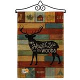 Breeze Decor My Heart Lies In The Woods Burlap Nature Outdoor Impressions 2-Sided Burlap 19 x 13 in. Garden Flag in Brown/Red | Wayfair