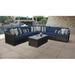 Lark Manor™ Aelwen Outdoor 8 Piece Rattan Sectional Seating Group w/ Cushions Synthetic Wicker/All - Weather Wicker/Wicker/Rattan in Blue | Wayfair