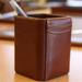 Ebern Designs Bramfield Pencil Cup in Mocha Leather in Brown | 4.25 H x 3.25 W x 3.25 D in | Wayfair EC7072378A3446FD9278CC08BA73B037