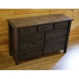 Millwood Pines Bechtold Timber Peg 9 Drawer Double Dresser Wood in Brown/Green | 39 H x 62 W x 23 D in | Wayfair F101F80FE9764A5EBDC9ACD34FBEB039