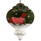 The Holiday Aisle® Cozy Little Christmas Dog Finial Ornament Glass in Green/Red/White | 3.75 H x 2.75 W x 3 D in | Wayfair