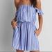 American Eagle Outfitters Dresses | Ae Off The Shoulder Dress | Color: Blue/White | Size: M