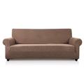 VanderHOME Stretch Sofa Slipcover Easy Fit Elastic Jacquard Fabric Couch Settee Slipcover Stretch Sofa Covers Couch Covers Soft Non Slip Sofa Slipcovers Furniture Protector 3 Seater, Light Brown