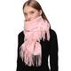 100% Wool Scarf Pashmina Shawls and Wraps for Women Cashmere Warm Winter More Thicker Soft Scarves Pink
