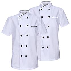 MISEMIYA - Chef Jacket Women Professional Chef Jackets Womens Lady with Short Sleeves - Ref.8441 - Medium, White