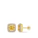 Belk & Co 1.75 Ct. T.w. Citrine, 1/8 Ct. T.w. White Sapphire And 1/5 Ct. T.w. Diamond Halo Stud Earrings In 10K Yellow Gold