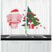 East Urban Home 2 Piece Christmas Happy Smiling Rose Colored Pig w/ Xmas Tree & Gifts New Year Themed Kitchen Curtain Set | Wayfair