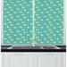 East Urban Home Turquoise Blue Repeating Tropic Fish Pattern on Thin Line Waves Kitchen Curtain Polyester | 39 H x 55 W x 2.5 D in | Wayfair