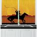 East Urban Home 2 Piece Silhouette Cowboy on Horse Sun Backlash Western Pattern Kitchen Curtain Set Polyester | 39 H x 55 W x 2.5 D in | Wayfair