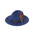 Rydale Unisex Fedora Mens & Womens Wool Felt Hat with Suede Band and Feather Decoration (Blue, Medium)