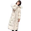 CURT SHARIAH Women's Long Winter Coat with Faux Fur Hood Long Sleeve Oversized Parka Jacket Outwear Beige