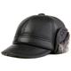 ABBD Winter hat with Ear Flaps for Men and Women, Windproof Waterproof Aviator Trapper hat Real Leather, Russian Trooper Hunting Hats-Black-L