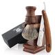 Haryali London Shaving Kit - 3 Pc Wooden Shaving Kit – Professional Cut Throat Razor Kit - Cut Throat Razor - Badger Shaving Brush - Shaving Stand from Wood - Sustainable Gift Set