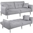 Yaheetech Fabric 2 3 Seater Sofa Bed Modern Click Clack Recliner Couch Settee with Cushions for Living Room/Bedroom/Spare Room Grey