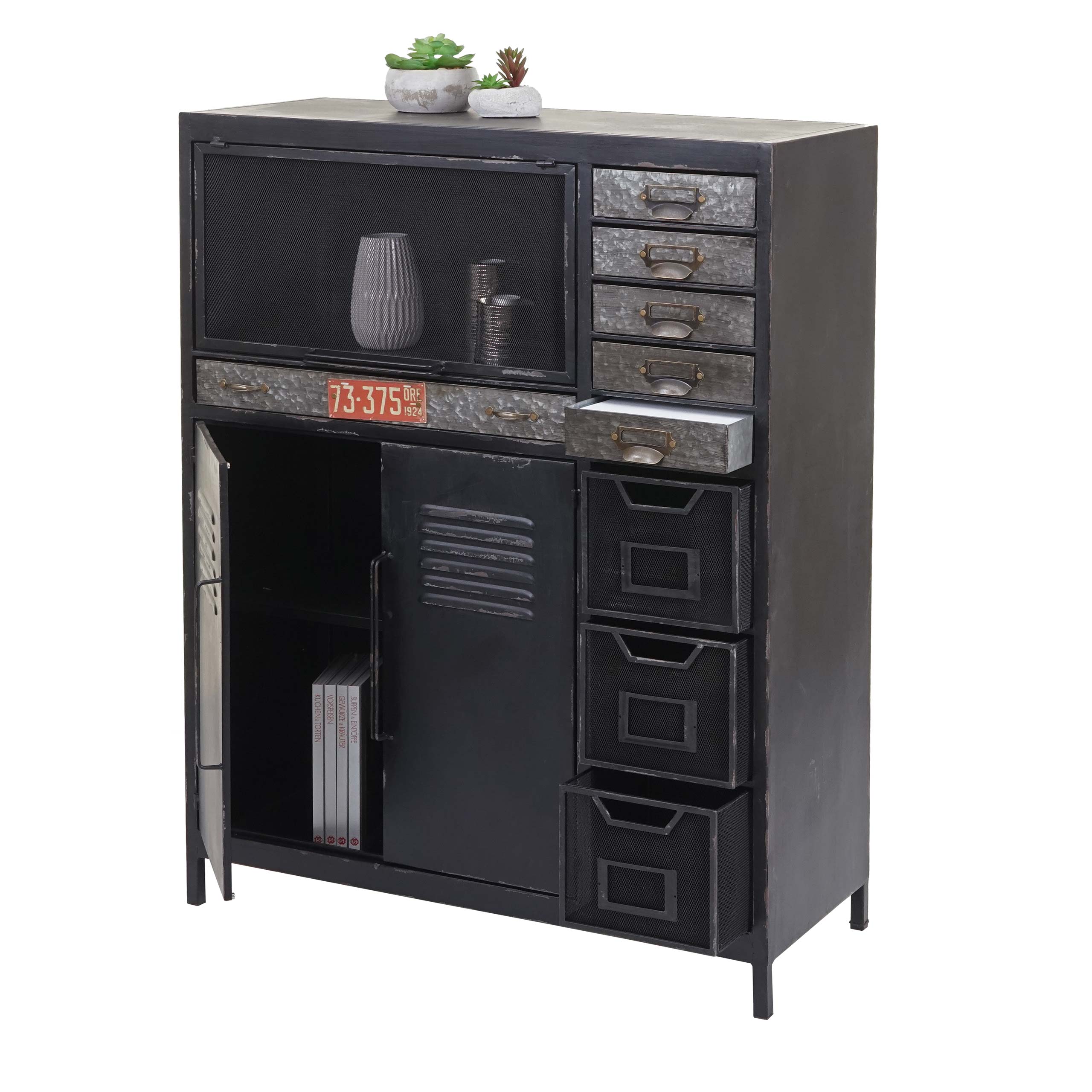 Apothekerkommode HWC-F32, Schubladenschrank Sideboard, Industriedesign 115x89x35cm Image