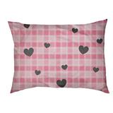 East Urban Home Valentine's Day Plaid Pattern Outdoor Designer Pillow Fabric in Pink | 7 H x 28 W x 18 D in | Wayfair