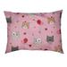 East Urban Home Valentine's Day Cats Pattern Outdoor Designer Pillow Fabric in Pink | 7 H x 28 W x 18 D in | Wayfair