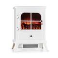 Klarstein St. Moritz Electric Fireplace White Edition - Heater, 1800 W, Built-In Fan Heater, Flame Simulation, Glass Front Panel, Nostalgic Design, Adjustable Flame Brightness