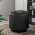 Willa Arlo™ Interiors Maley 17.75" Wide Faux Leather Tufted Round Ottoman Faux Leather in Black | 17.5 H x 17.75 W x 17.75 D in | Wayfair