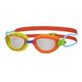 Zoggs Kinder Schwimmbrille Predator, Schwimmbrille, Grün/Orange/Rot/Blau/Transparent, 6-14 Jahre