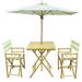 Bay Isle Home™ Sinta Bamboo 3 Piece Bistro Set w/ Umbrella in Green/White/Brown | 29.5 H x 31.5 W x 31.5 D in | Outdoor Furniture | Wayfair