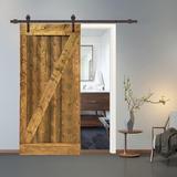 Slab Door - Barn Door - Calhome Paneled Wood Finish Knotty Slab Door w/ Installation Hardware Kit Wood in Brown | 84 H x 30 W in | Wayfair