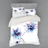 East Urban Home Flower Drawing w/ Soft Spring Colors Floral Artwork Duvet Cover Set Microfiber in Blue/Indigo | Wayfair