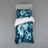 East Urban Home Antique Marble Stone w/ Blurry Distressed Motley Fractal Effects Illustration Artwork Duvet Cover Set Microfiber in Blue | Wayfair